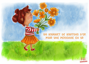 Carte petites attentions Boutons d`or pour une personne en or